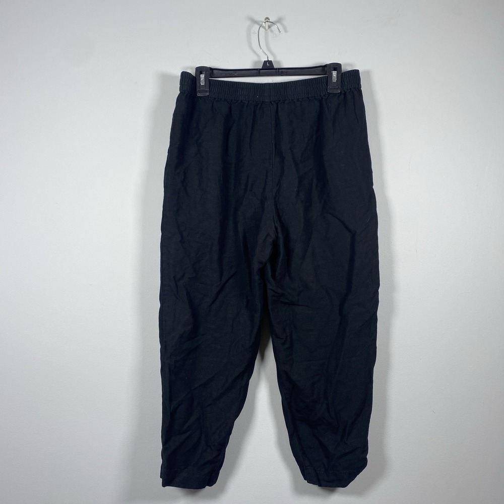 Madewell Women's M Linen Blend Track‎ Trousers Black Ankle Crop Office Lagenlook - Picture 3 of 7